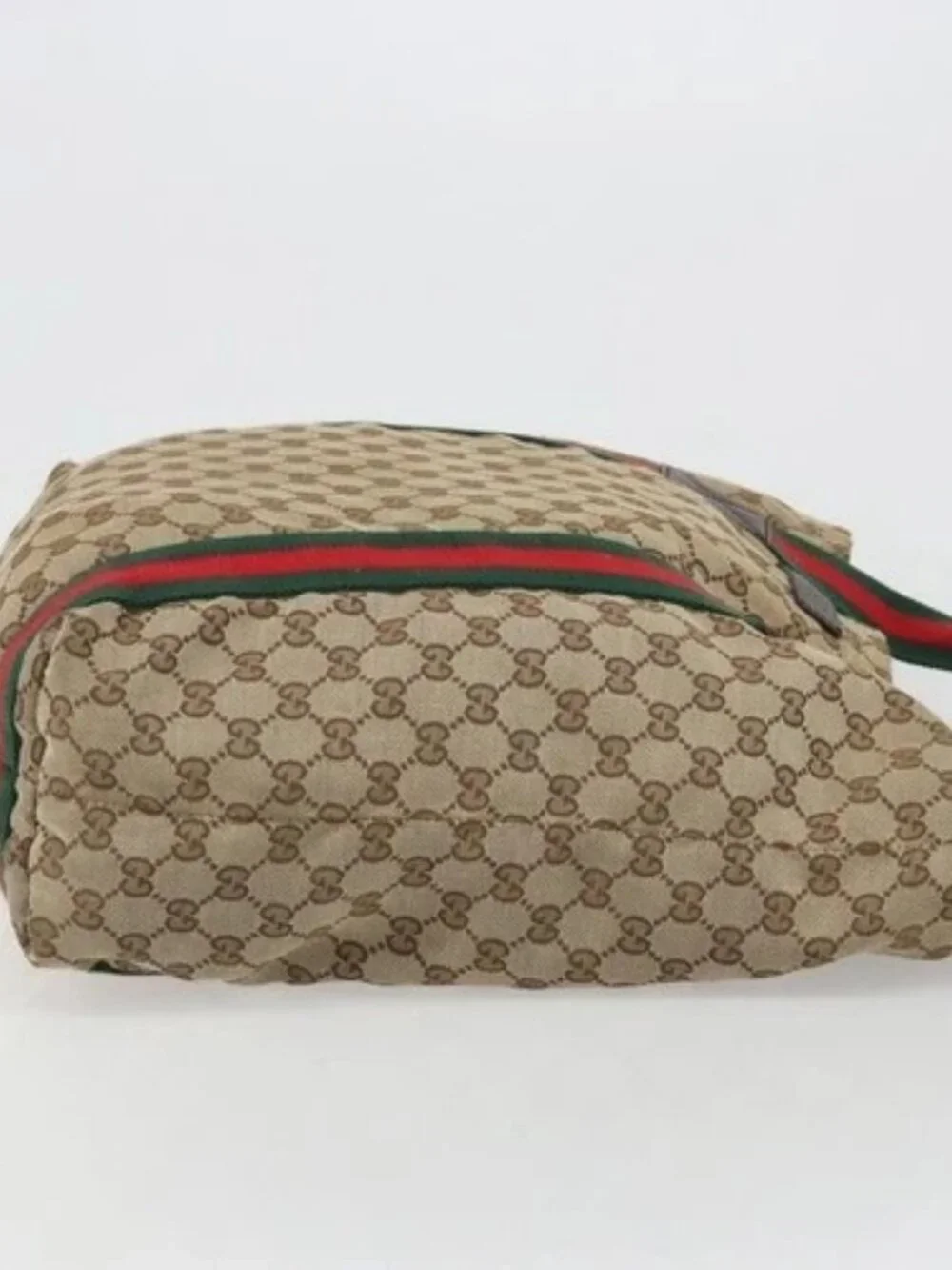 GUCCI GG Canvas Web Sherry Line Tote Bag Beige 189669 Auth mr2577A